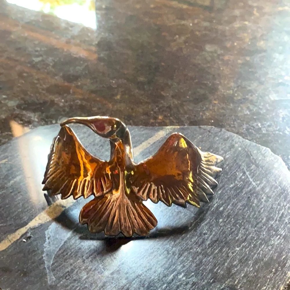 Large Sterling Silver Bird pin Brooch  vintage and RARE